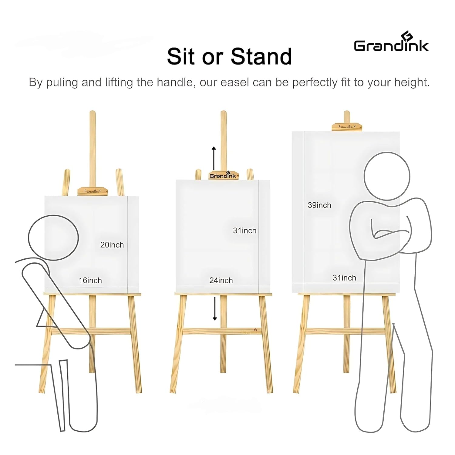 Grandink® Pinewood Easel 6FT Stand - Image 3