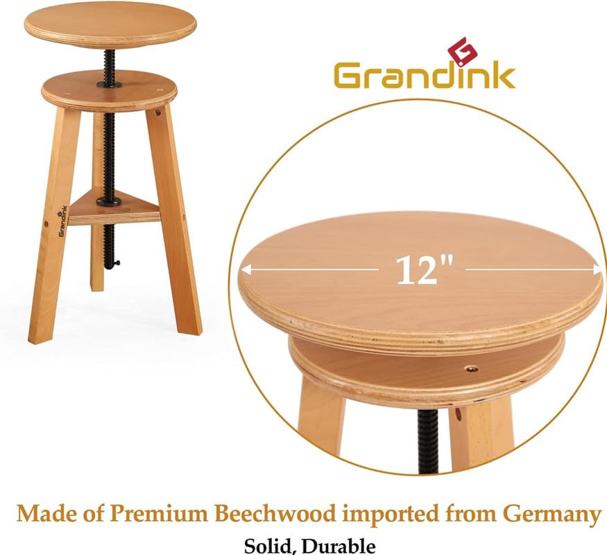Grandink® Height Adjustable Wooden Stool Grandink