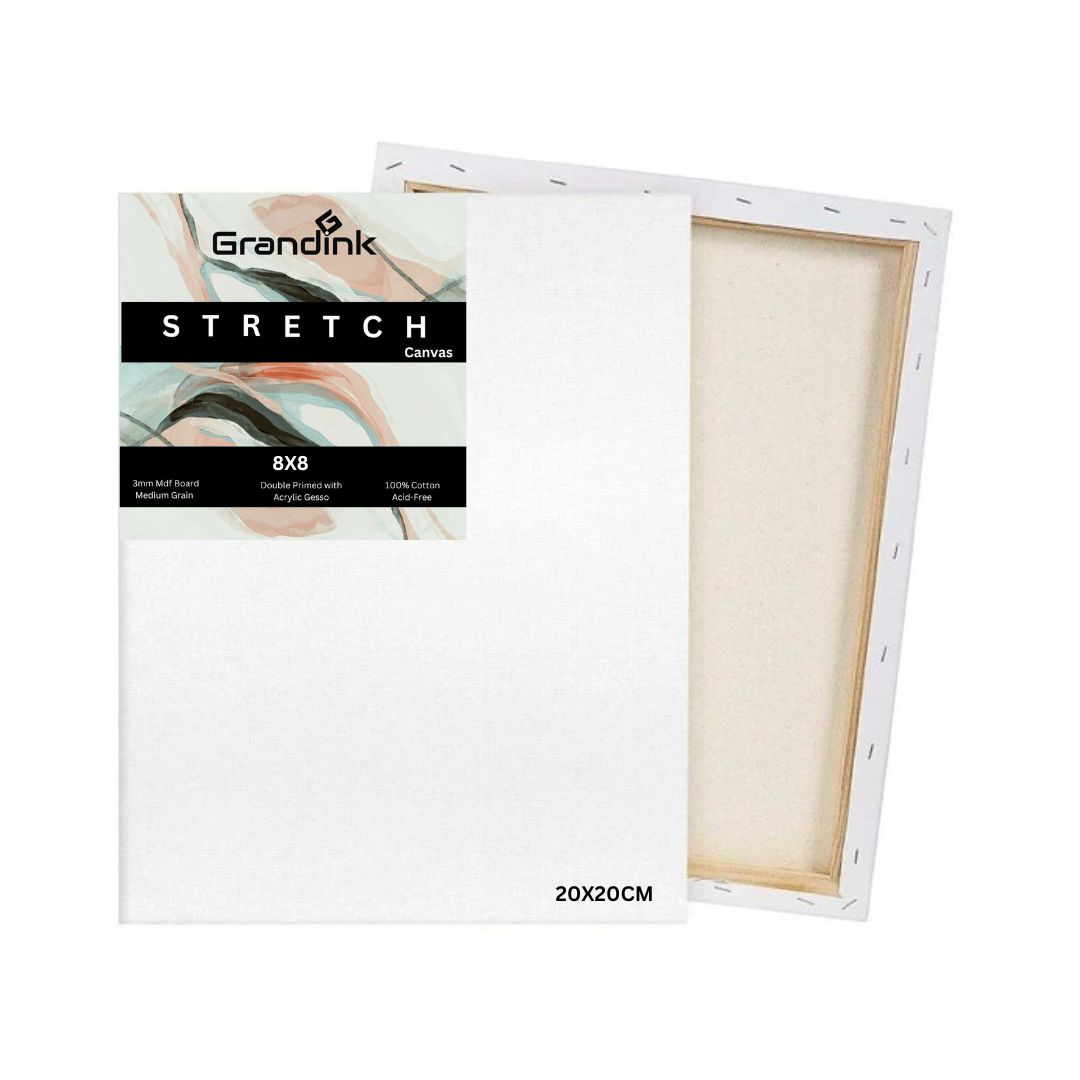 Grandink 8X8 Inches Stretched Canvas for Painting (Set-3)