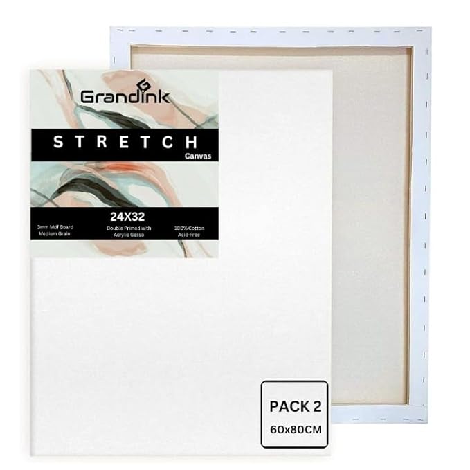 Grandink 24X32 Inches Stretched Canvas for Painting (Set-2)