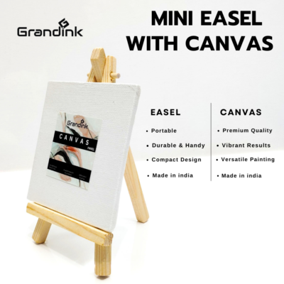 Grandink® 6-Inch Wooden Easel Set with Mini Canvas Panels - Image 4