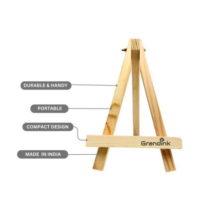 Grandink 8-Inch Mini Wooden Easel and 6x6 Inch Canvas - Image 5