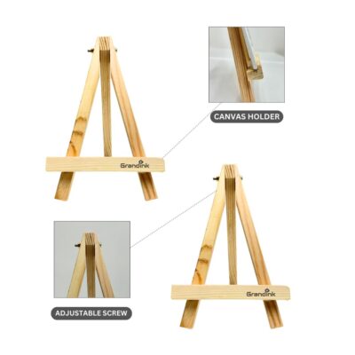 Grandink 8-Inch Mini Wooden Easel and 6x6 Inch Canvas - Image 6