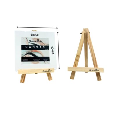 Grandink 8-Inch Mini Wooden Easel and 6x6 Inch Canvas - Image 2