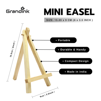 Grandink® 6-Inch Wooden Easel Set with Mini Canvas Panels - Image 2