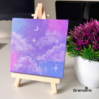 Grandink® 6-Inch Wooden Easel Set with Mini Canvas Panels - Image 6