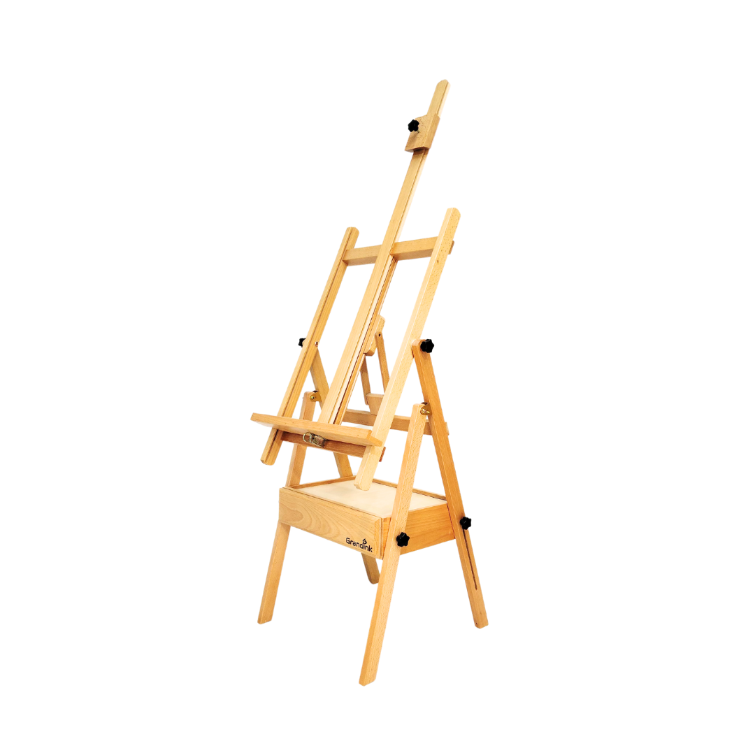 H-Frame Wooden Studio Easel with Storage Drawer